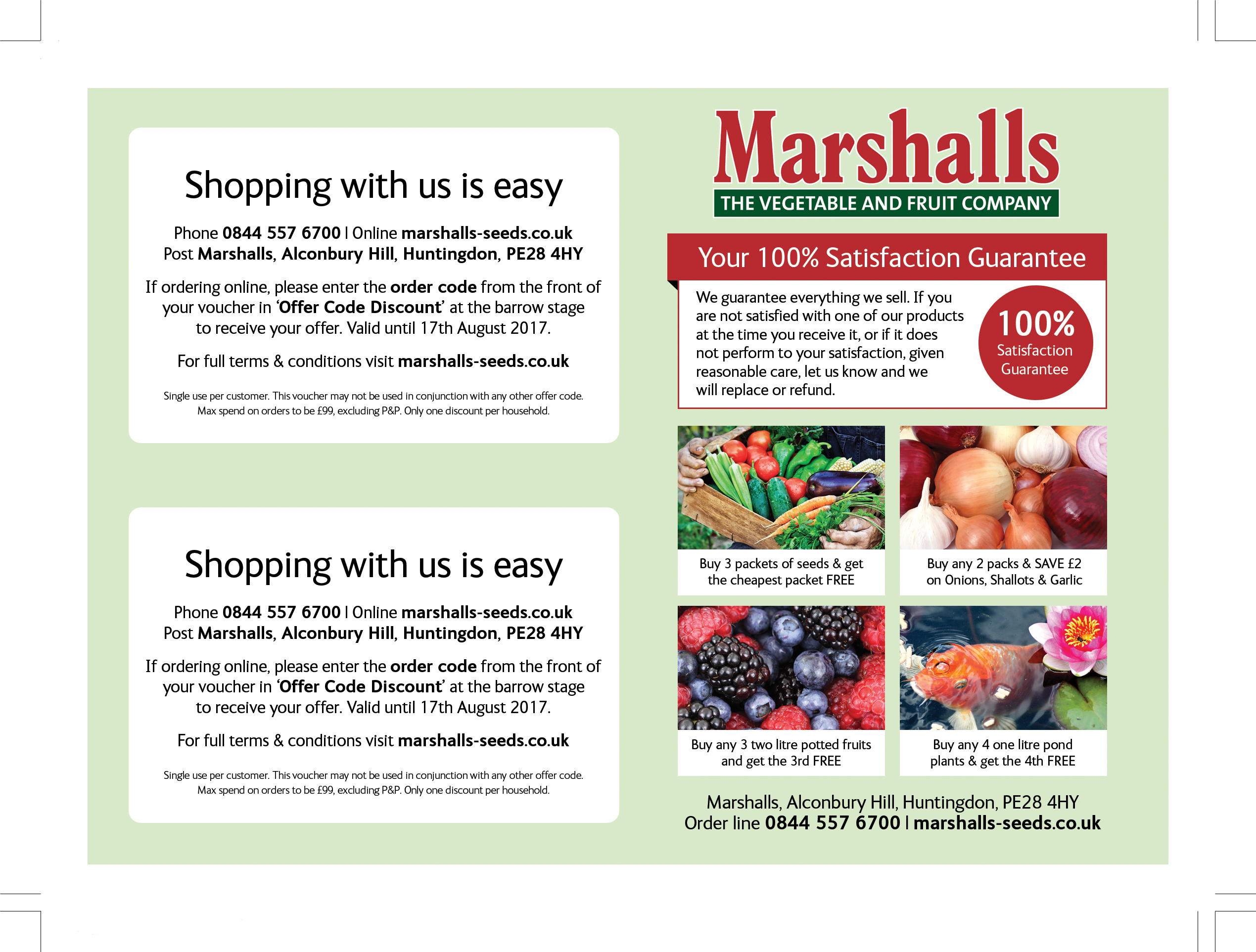 Printed offer piece made for Marshalls Seeds - Back