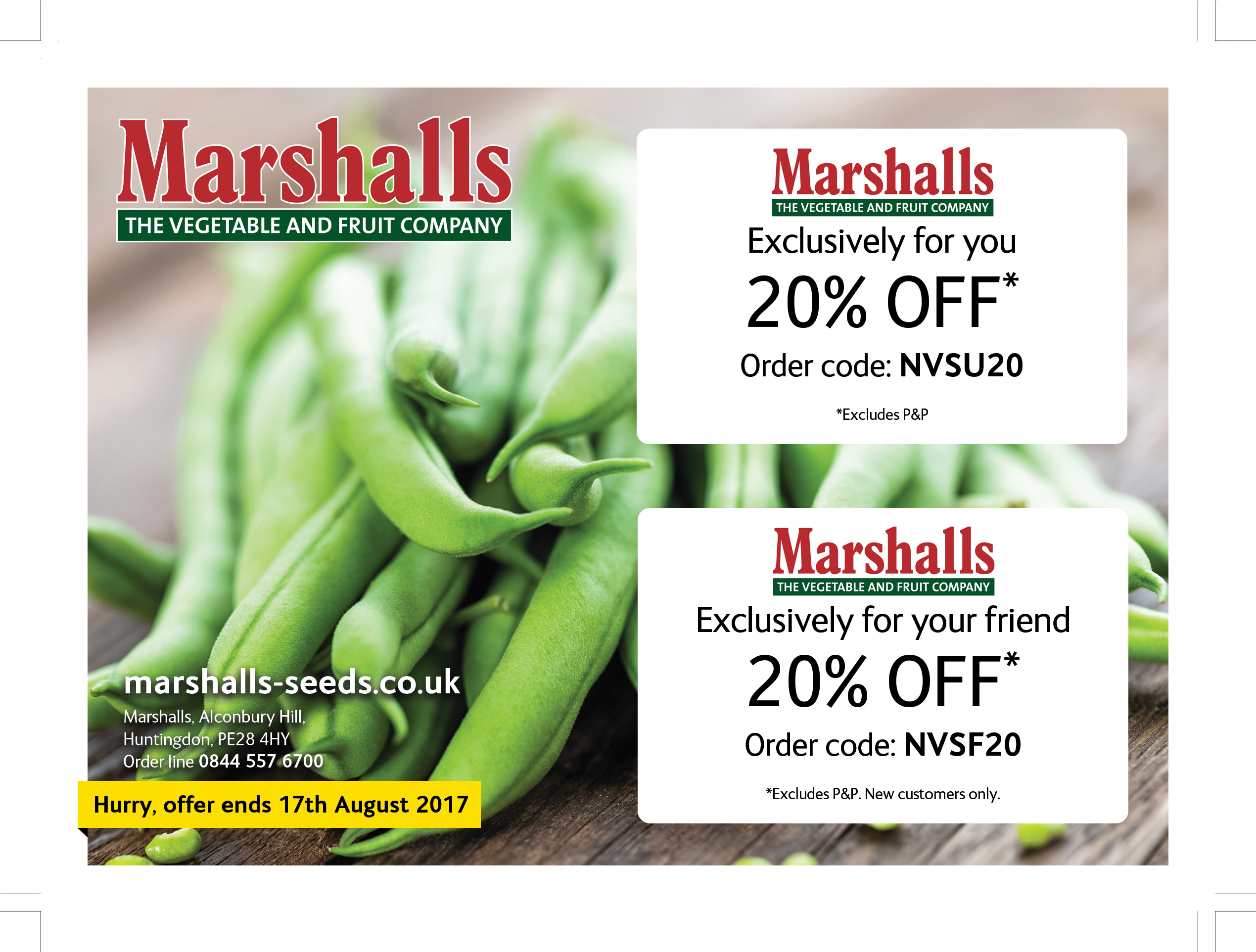 Printed offer piece made for Marshalls Seeds - Front